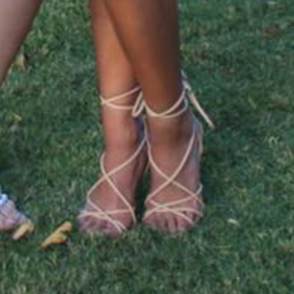 Nude lace up sandals